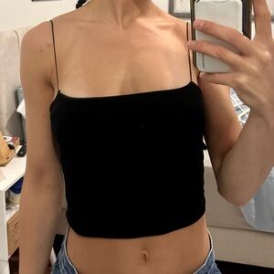 Black velvet crop tank